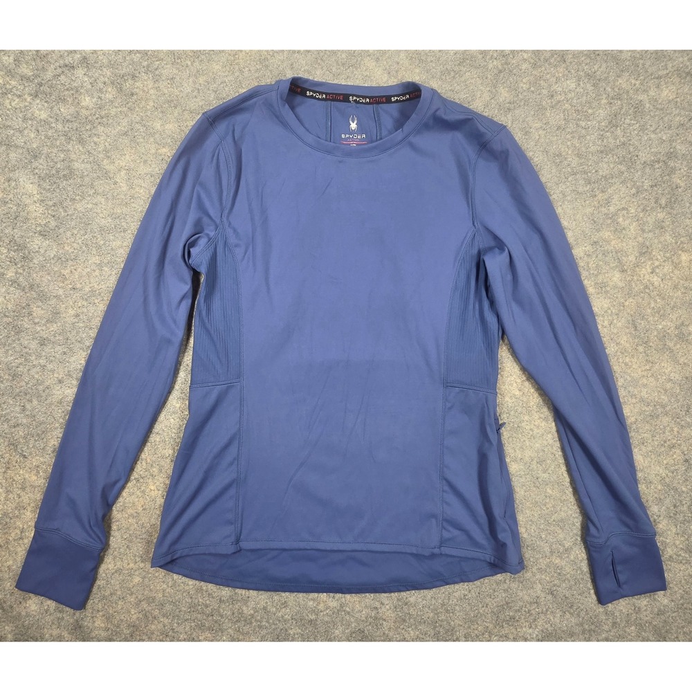 Spyder Active Womens Blue Long Sleeve Base Layer Top Mesh Panels Size M Thumb